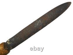 Antique US 19th C Primitive Fighting Knife Spear Point Dagger Wood Handle