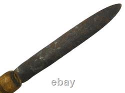 Antique US 19th C Primitive Fighting Knife Spear Point Dagger Wood Handle