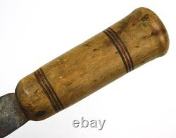 Antique US 19th C Primitive Fighting Knife Spear Point Dagger Wood Handle