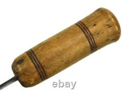Antique US 19th C Primitive Fighting Knife Spear Point Dagger Wood Handle