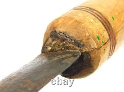 Antique US 19th C Primitive Fighting Knife Spear Point Dagger Wood Handle