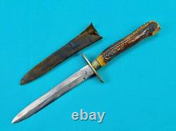 Antique US Civil War British Import Small Fighting Knife Dagger with Sheath