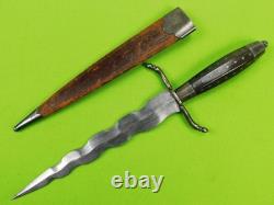Antique US Civil War Kris Blade Fighting Knife Dagger with Scabbard