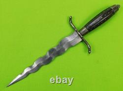 Antique US Civil War Kris Blade Fighting Knife Dagger with Scabbard