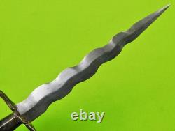 Antique US Civil War Kris Blade Fighting Knife Dagger with Scabbard