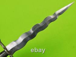 Antique US Civil War Kris Blade Fighting Knife Dagger with Scabbard