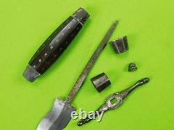 Antique US Civil War Kris Blade Fighting Knife Dagger with Scabbard