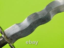 Antique US Civil War Kris Blade Fighting Knife Dagger with Scabbard