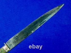 Antique Vintage France French Italian Silver Dagger Fighting Knife with Scabbard