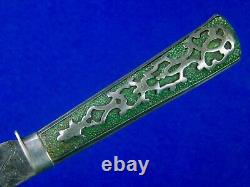 Antique Vintage France French Italian Silver Dagger Fighting Knife with Scabbard