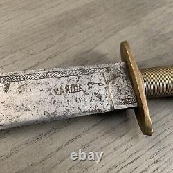 Antique Vintage Mexican Clip Point Scorpion Bowie Dagger Fighting Knife Horn Han