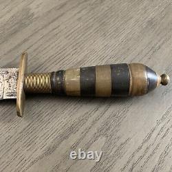 Antique Vintage Mexican Clip Point Scorpion Bowie Dagger Fighting Knife Horn Han