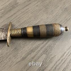 Antique Vintage Mexican Clip Point Scorpion Bowie Dagger Fighting Knife Horn Han