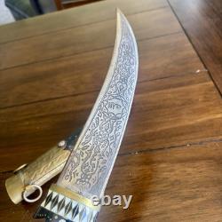Antique Vintage Syrian Khanjar Knife Jambiya Dagger Kanjar Fighting / Sheath