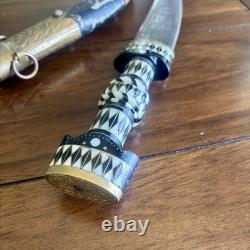 Antique Vintage Syrian Khanjar Knife Jambiya Dagger Kanjar Fighting / Sheath