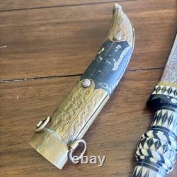 Antique Vintage Syrian Khanjar Knife Jambiya Dagger Kanjar Fighting / Sheath