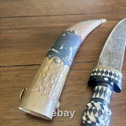 Antique Vintage Syrian Khanjar Knife Jambiya Dagger Kanjar Fighting / Sheath