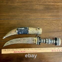 Antique Vintage Syrian Khanjar Knife Jambiya Dagger Kanjar Fighting / Sheath