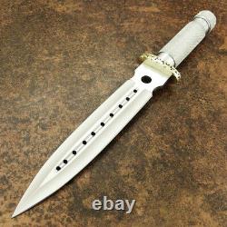 Arc Cutlery Rare D2 Tool Steel Silver Handle Hunting Dagger Bowie Knife -sheath