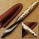 Arc's Beautifully Handmade Tri Dagger Hunting Knife Kris Blade Damascus & Brass