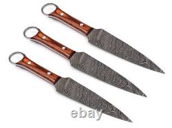 Arkansas Toothpick Custom Handmade Damascus Steel Dagger Knife With Sheath