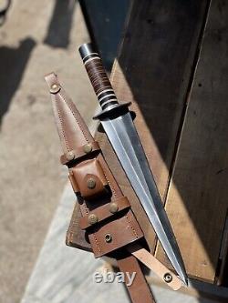 Arkansas Toothpick Dagger Handmade D2 Dagger Hunting custom knife&Leather Sheath