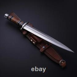 Arkansas Toothpick Dagger Handmade D2 Dagger Hunting knife & Leather Sheath