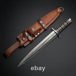 Arkansas Toothpick Handmade Hunting Damascus Steel Blade Dagger Knife