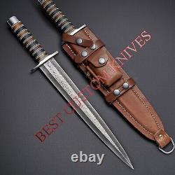 Arkansas Toothpick Rare Custom Made Damascus Steel Dagger Combat, Survival Knife