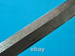 Austrian Austria WW1 Navy Officer's Engraved Dagger Fighting Knife with Scabbard