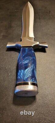 Badass Blades 17.5 Handmade D2 Steel Combat Dagger Blue Resin Handle- BA657