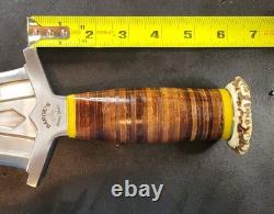Badass Blades Handmade D2 Steel King Zeus Dagger Knife Stacked Leather- BA849