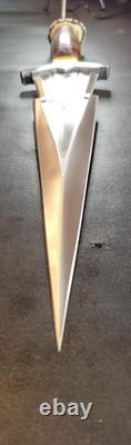 Badass Blades Handmade D2 Steel King Zeus Dagger Knife Stacked Leather- BA849