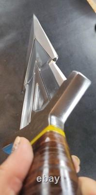 Badass Blades Handmade D2 Steel King Zeus Dagger Knife Stacked Leather- BA849