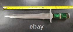 Badass Blades Handmade Damascus Hunting Combat Dagger Green Resin Handle- BA847