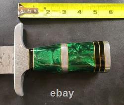 Badass Blades Handmade Damascus Hunting Combat Dagger Green Resin Handle- BA847