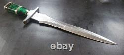 Badass Blades Handmade Damascus Hunting Combat Dagger Green Resin Handle- BA847
