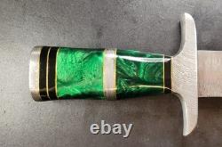 Badass Blades Handmade Damascus Hunting Combat Dagger Green Resin Handle- BA847