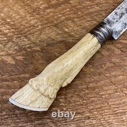 Beautiful Antique Hunting Military Dagger Knife Bowie Carved Bone Handle Figural