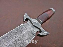 Beautiful Custom Hand-Forged Damascus Steel Dagger Knife Wood Handle