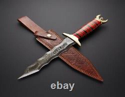 Beautiful Custom Handmade 15 Inches Damascus Steel Hunting Dagger With Sheath