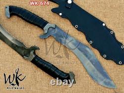 Beautiful Custom Handmade 19 High Carbon Steel Kukri Dagger With Acid Black