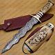 Beautiful Custom Handmade Damascus Steel Dagger Knife With Leather Sheath