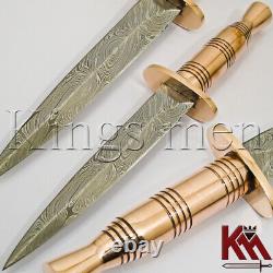 Beautiful Custom Handmade Damascus Steel Dagger with Copper Handle