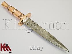 Beautiful Custom Handmade Damascus Steel Dagger with Copper Handle