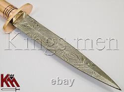 Beautiful Custom Handmade Damascus Steel Dagger with Copper Handle