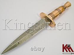 Beautiful Custom Handmade Damascus Steel Dagger with Copper Handle