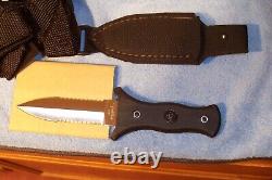 Bench Mark Vintage Boot Knife Double Edge With Shoulder Rig Nib Made In The USA