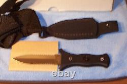 Bench Mark Vintage Boot Knife Double Edge With Shoulder Rig Nib Made In The USA