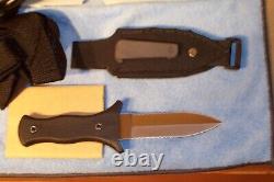 Bench Mark Vintage Boot Knife Double Edge With Shoulder Rig Nib Made In The USA